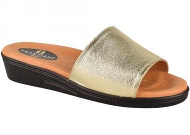 Παντόφλες γυναικείες | Δερμάτινες | Υφαντίδης | 110115 | Χρυσό - Υφαντίδης - 